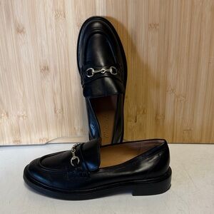 Madewell Black Leather Loafers silver hardware